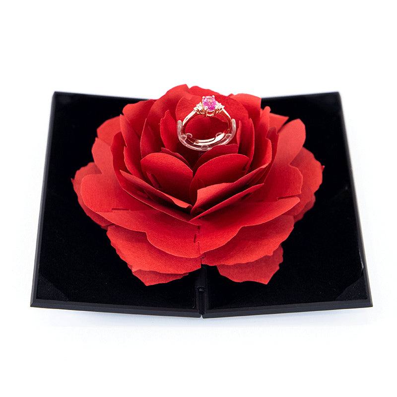 3D Love Box Heart-shaped Rose Flower Rotating Ring Box Valentines Day Gift - myETYN