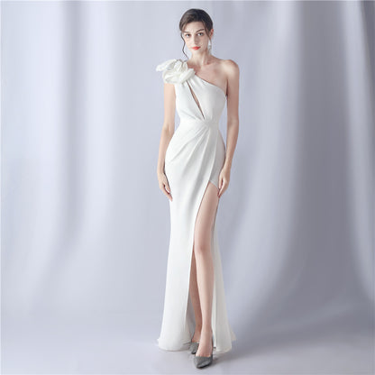 Craft Flower Evening Dress For Wedding Banquet Annual Meeting Dress Ladies
