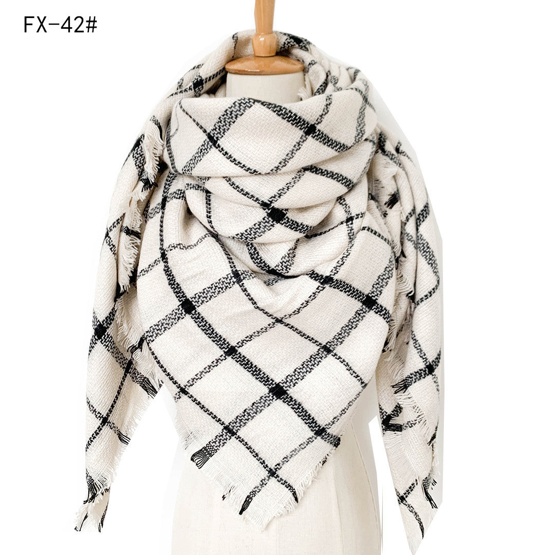 Double-Sided Colorful Plaid Scarf with Cashmere-like Feel - myETYN