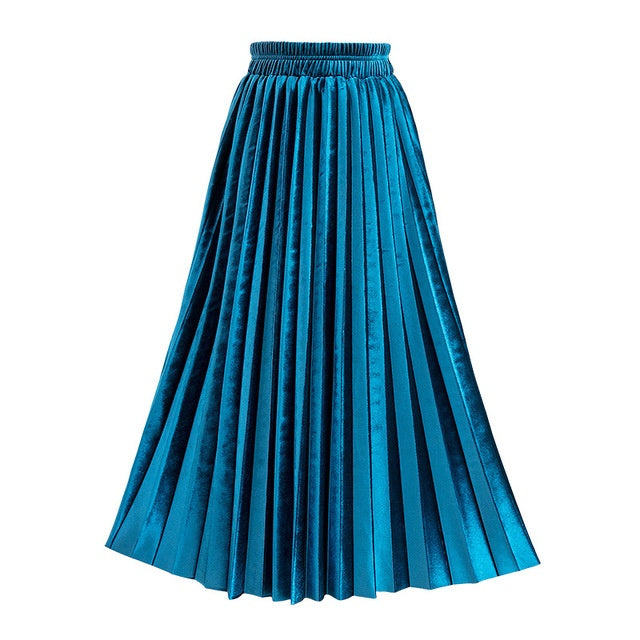 Pleated skirt mid-length a-line skirt