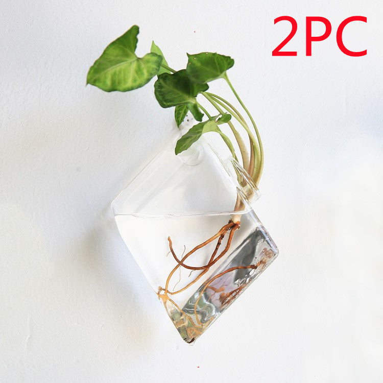 Fashion Wall Hanging Glass Flower Vase Terrarium Wall Fish Tank Aquarium Container Flower Planter Pots Home Garden Decoration