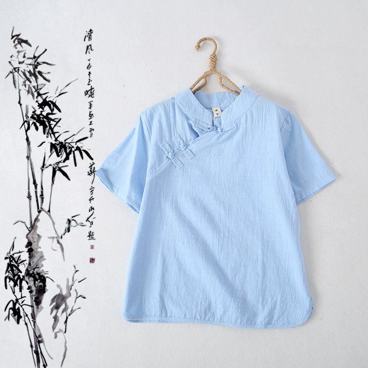 Cotton linen shirt shirt top