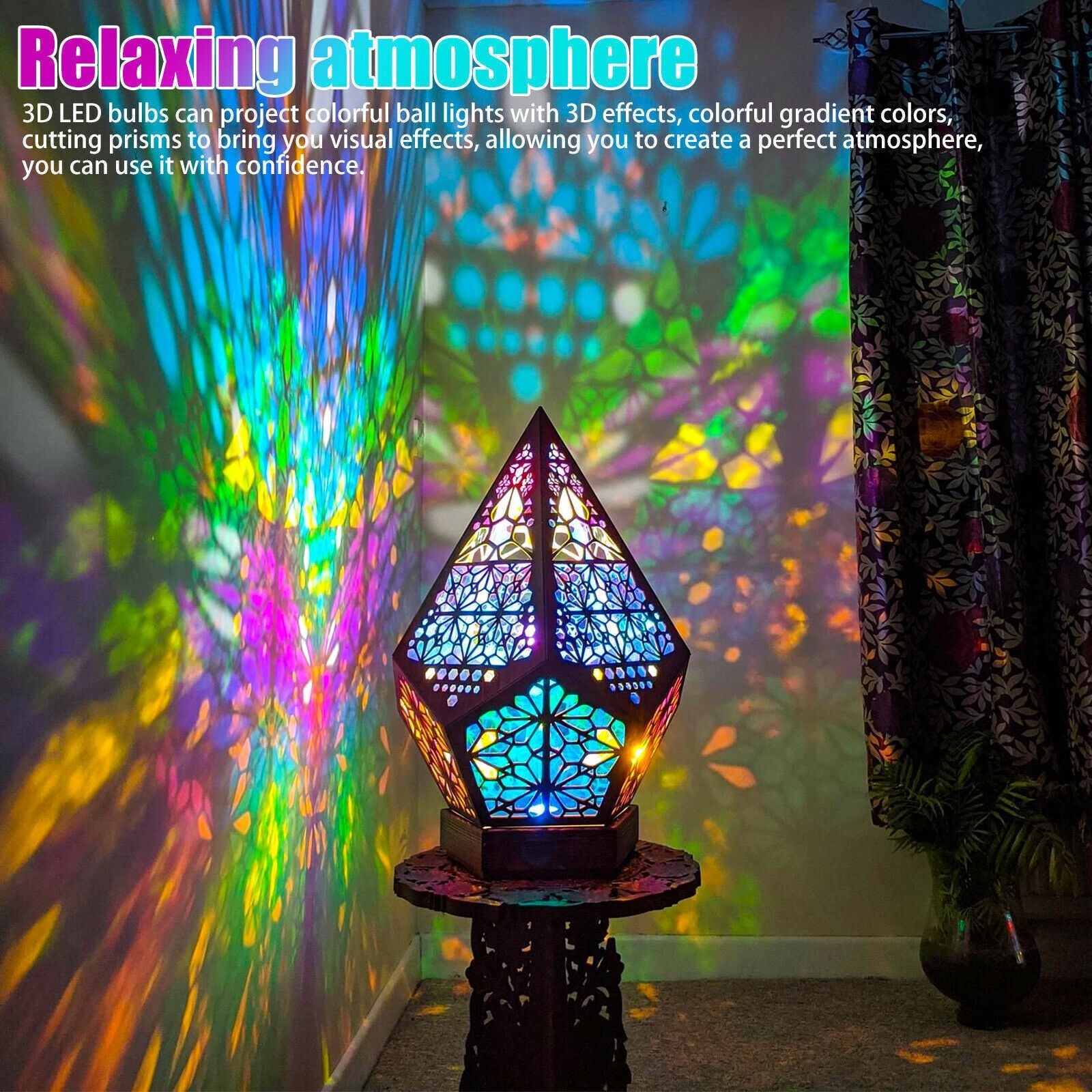 3D Colorful Bohemian LED Night Light Polar Star Starry Sky Floor Projection Lamp - myetyn