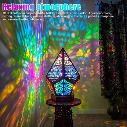 3D Colorful Bohemian LED Night Light Polar Star Starry Sky Floor Projection Lamp - myetyn