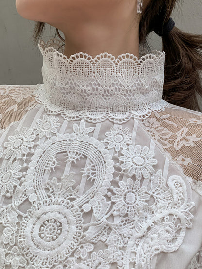 Lace hollowed-out shirts