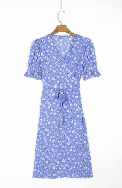 Women’s Elegant Floral V-Neck Chiffon Maxi Dress