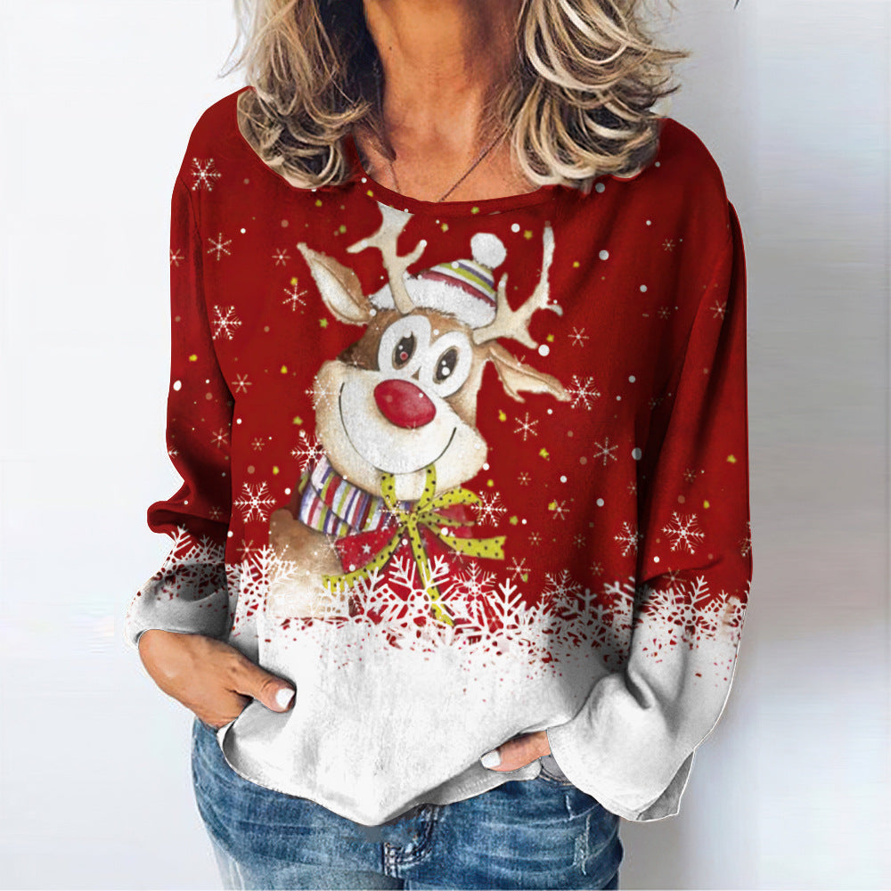 D Printed Christmas Deer Top Autumn Leisure Streetwear - myETYN