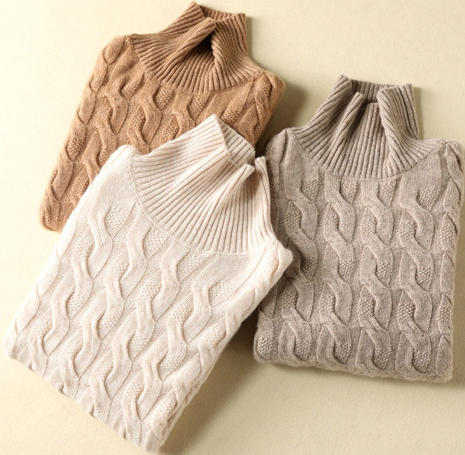 Women’s Turtleneck Cashmere Twist Knit Top