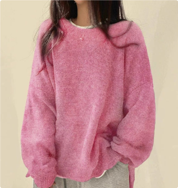 Temperament Crew Neck Pullover Lantern Sleeve Sweater for Women