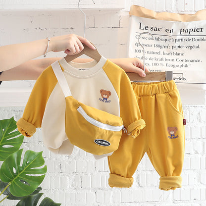 Children's Fashion Simple Solid Color Top Pants Two-piece Set