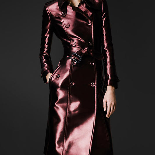 Women’s High-Fashion Slim Fit Leather Coat