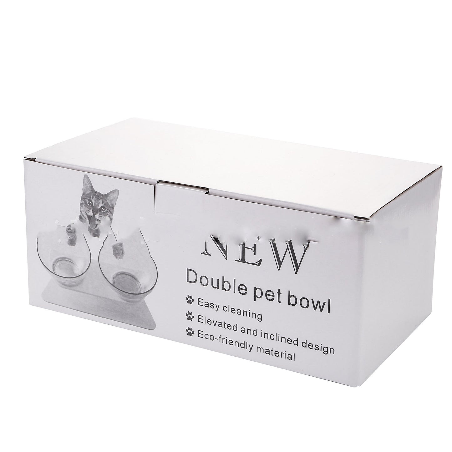 Non Slip Double Cat Bowl With Raised Stand Pet Food Cat Feeder Protect Cervical Vertebra Dog Bowl Transparent Pet Products