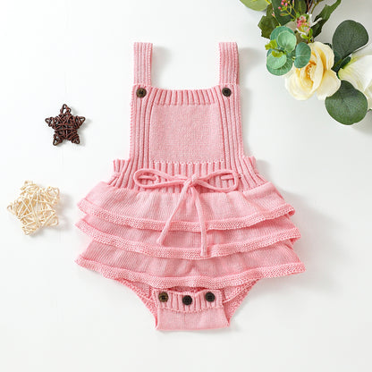 Sleeveless Knitted Wool Jumpsuit Baby Bodysuit Triangle Rompers