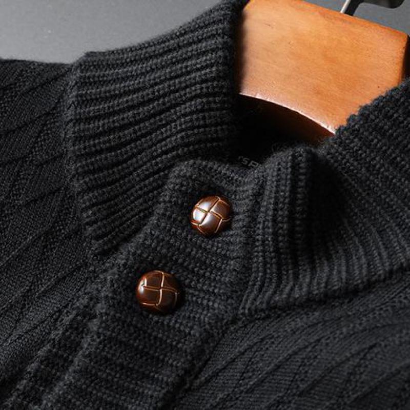 Solid Color Sweater Knitted Sweater Button Men's Cardigan Coat - myETYN