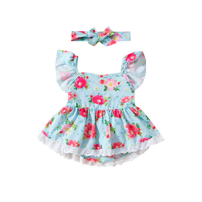 Baby Floral Romper Rompers Jumpsuit Skirt