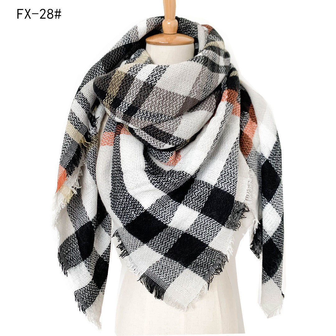 Double-Sided Colorful Plaid Scarf with Cashmere-like Feel - myETYN