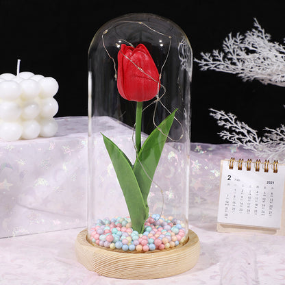 Glass-covered Perpetual Flower Night Light Ornaments