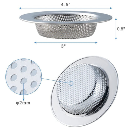 2pcs 4.5 Kitchen Sink Strainer Stopper Stainless Steel Drain Basket Waste Plug - myetyn