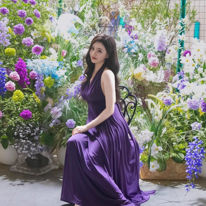 More Than Multiple Wear Rope Cross Backless Bandage One-piece Dress Women