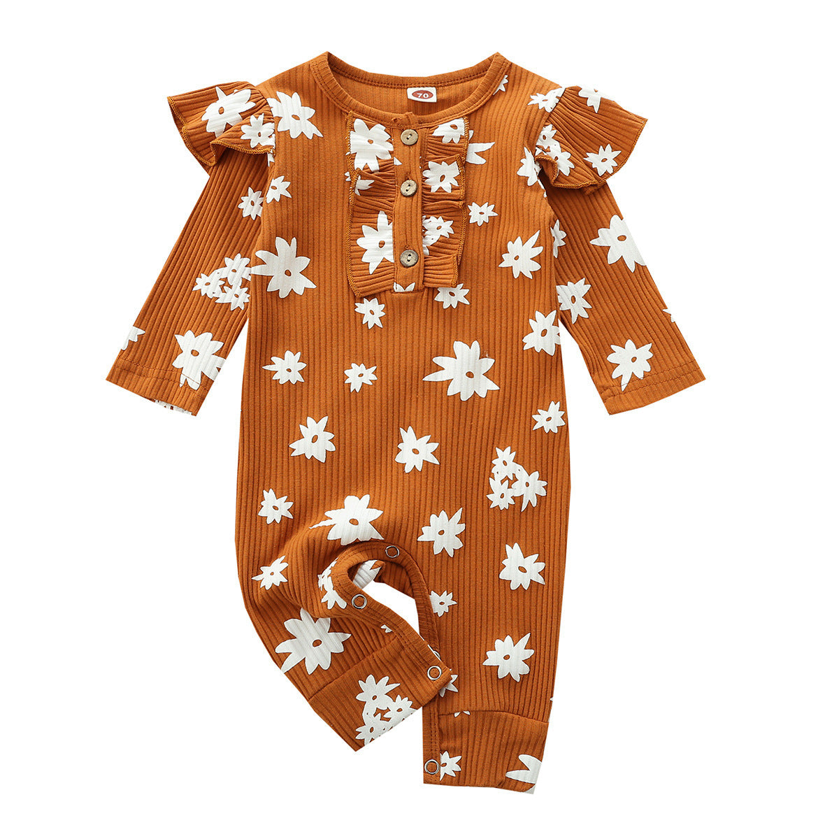 Printed Snowflake Pit Strip Long Sleeve Flying Jumpsuit