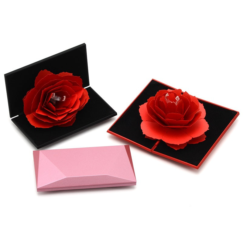 3D Love Box Heart-shaped Rose Flower Rotating Ring Box Valentines Day Gift - myETYN