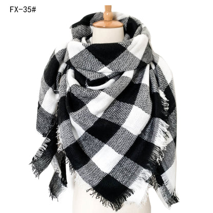 Double-Sided Colorful Plaid Scarf with Cashmere-like Feel - myETYN