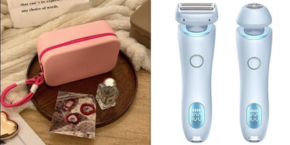 2 In 1 Hair Removal Epilator USB Rechargeable Trimmer Women Body Razor Face Leg Armpit Bikini Hand Pubic Shaver Hair Remover - myetyn