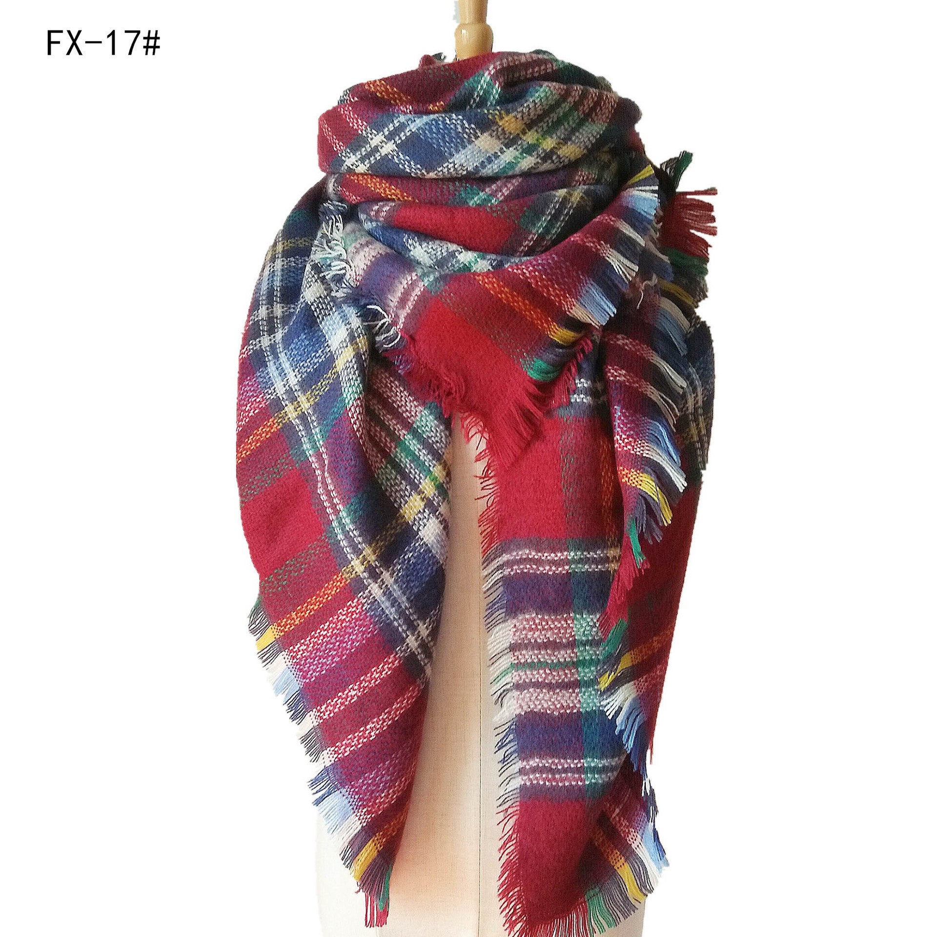 Double-Sided Colorful Plaid Scarf with Cashmere-like Feel - myETYN