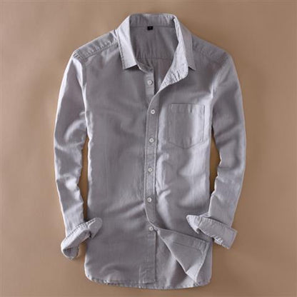 Simple White Linen Shirt For Men