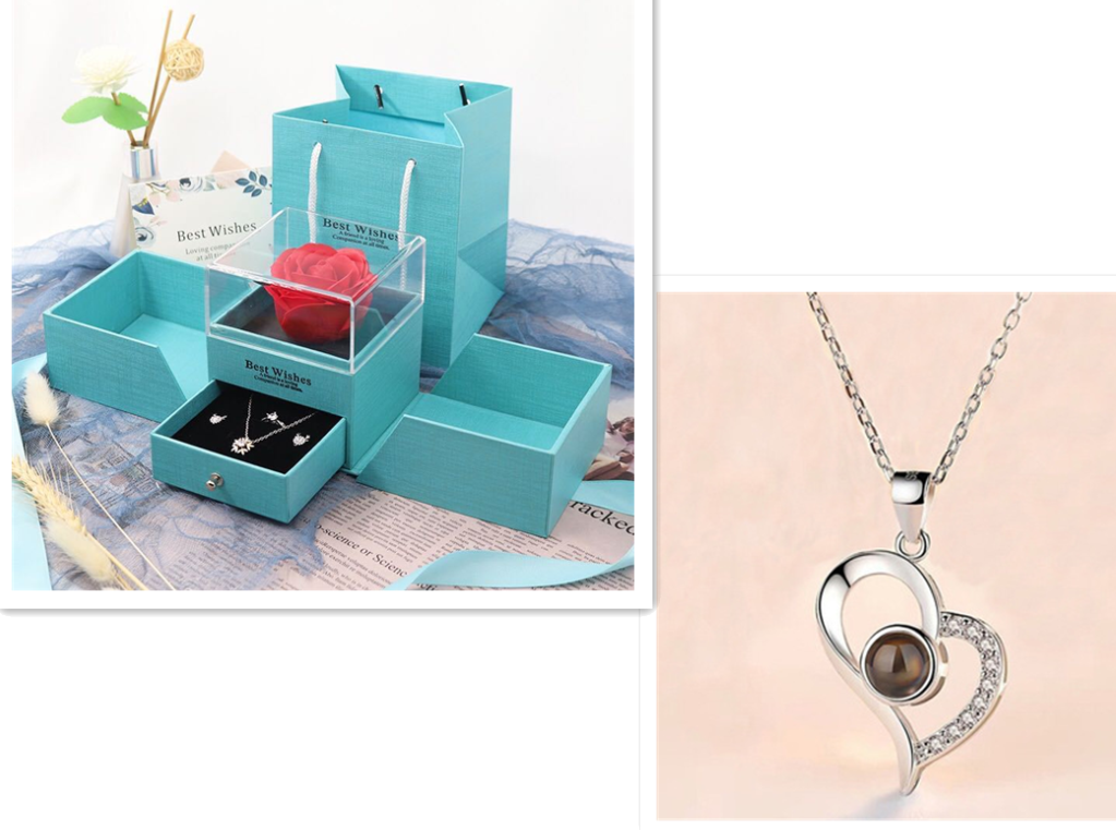 Hot Valentine's Day Gifts Metal Rose Jewelry Gift Box Necklace For Wedding Girlfriend Necklace Gifts - myETYN