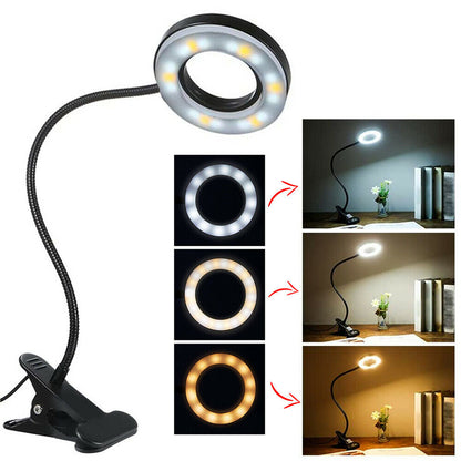 Clip On Desk Lamp LED Flexible Arm USB Dimmable Study Reading Table Night Light - myETYN