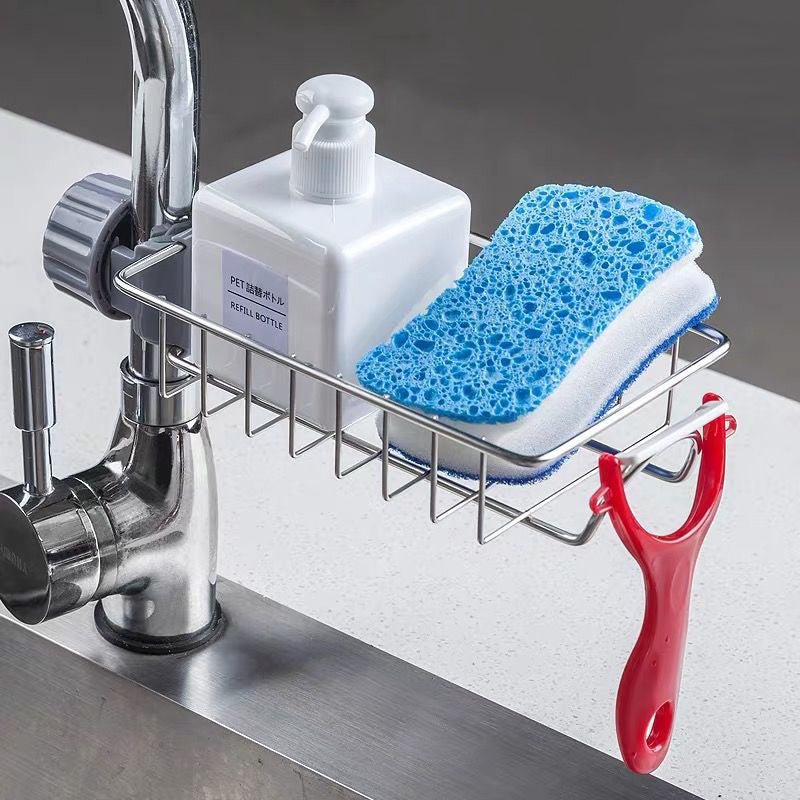 Adjustable Sink Drain Rack Sponge Storage Faucet Holder Soap Drainer Shelf Basket Organizer Kitchen Bathroom Accessories - myETYN