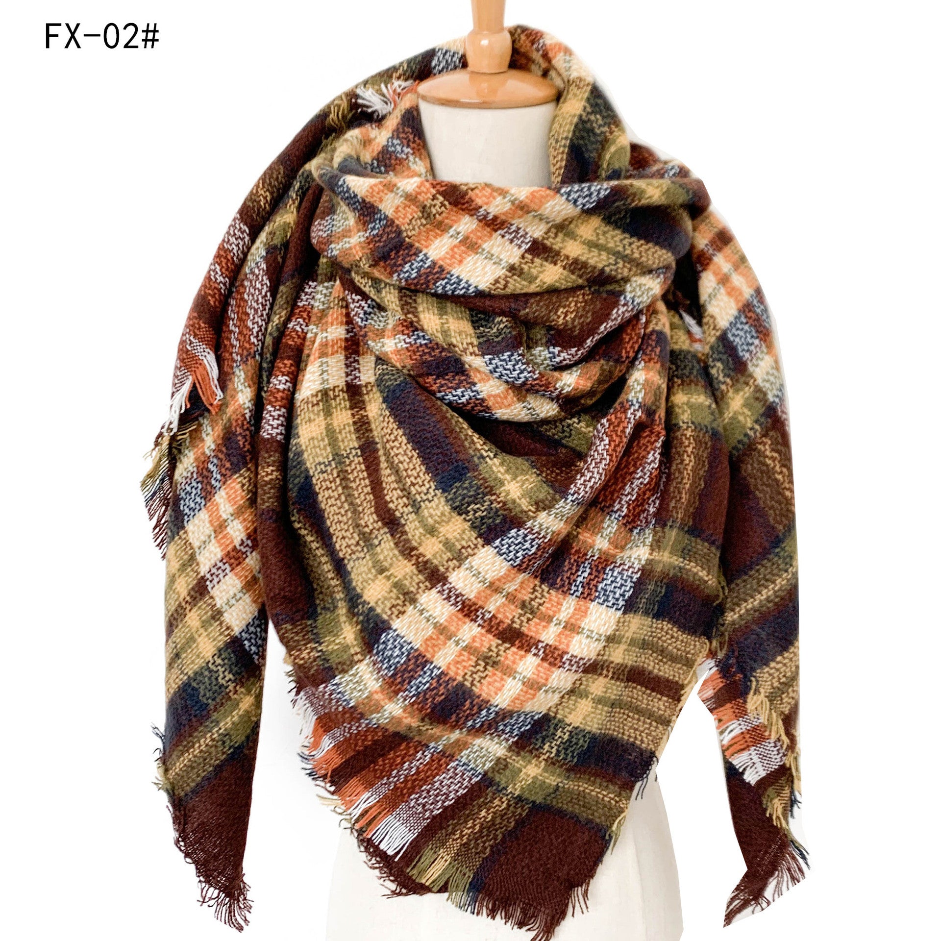 Double-Sided Colorful Plaid Scarf with Cashmere-like Feel - myETYN