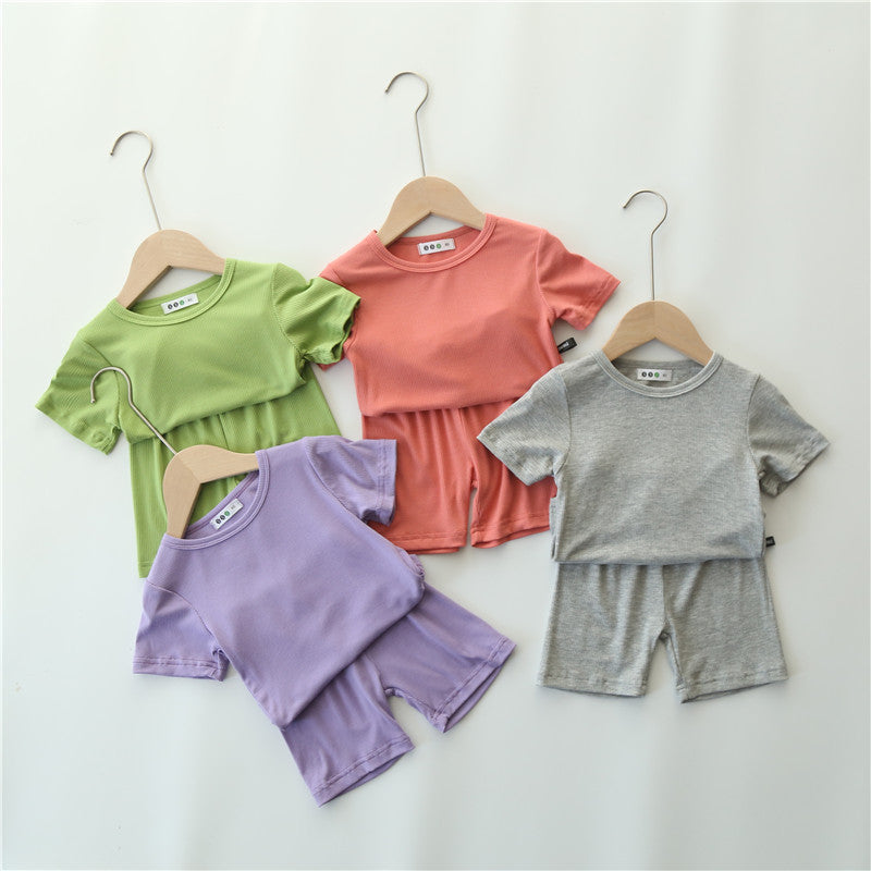 Summer Cotton Thin Short-Sleeved Pajamas For Children