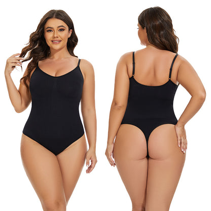 Women’s Simple Seamless Body Shaping Elastic Breasted Jumpsuit
