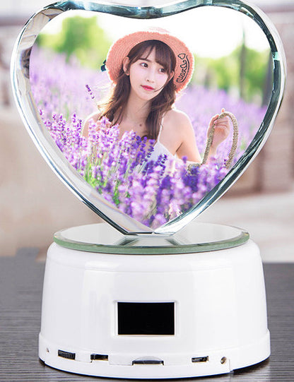 Personalized Gifts Crystal Photo Night Lamp Bluetooth Rotating Color Changing Music Player 3D Inner Carved - myETYN