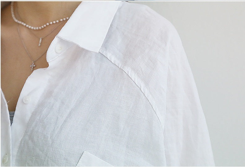 Cotton and linen dress shirt