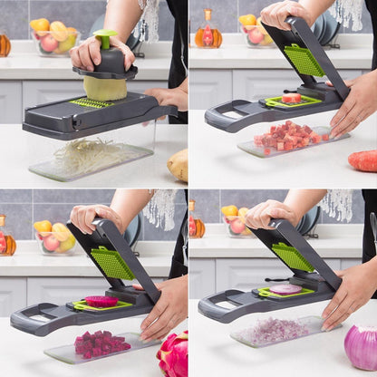 12 In 1 Manual Vegetable Chopper Kitchen Gadgets Food Chopper Onion Cutter Vegetable Slicer - myetyn