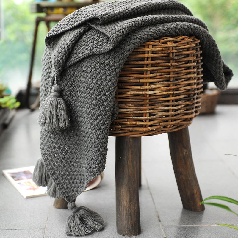 Nordic Knitted Woolen Blanket for Bed End or Sofa Use