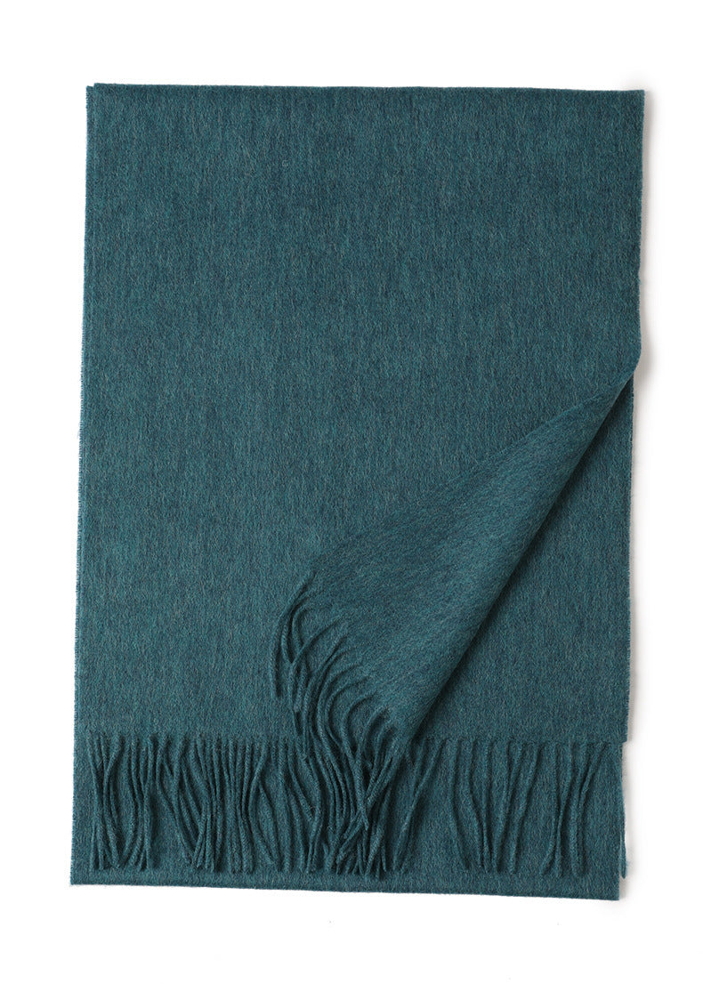 Women’s Solid Color Wool Tassel Scarf – Thick, Warm, Elegant Accessory