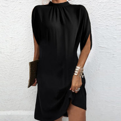 Women's Fashion Round Neck Loose Bat Sleeve Dress