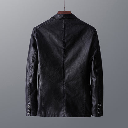 Leather Men's Autumn And Winter Jacket Thin Lapel