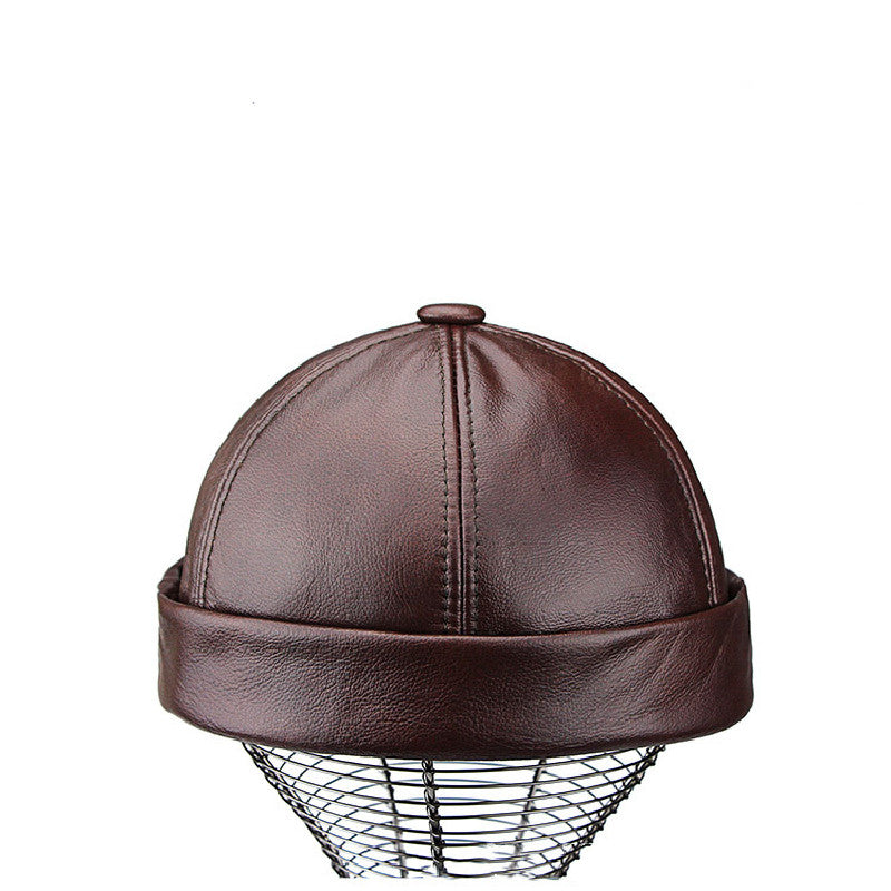 Winter Leather Warm No-brimmed Melon Hat Old Man Hat - myETYN