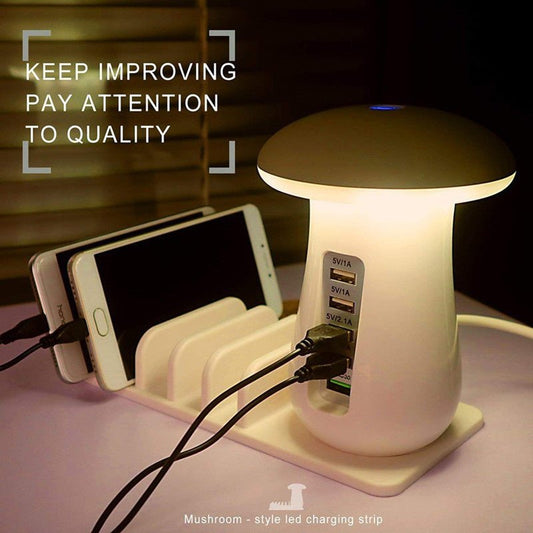 2 In 1 Multifunction Mushroom Lamp LED Lamp Holder USB Charger Home Office Supplies - myetyn