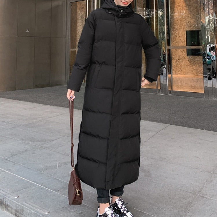 Korean Style Loose Over-the-Knee Padded Jacket | Mid-Length Winter Puffer Coat