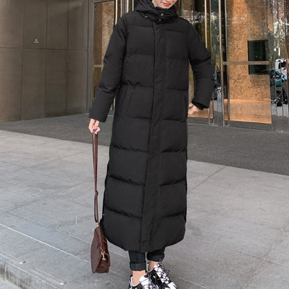 Korean Style Loose Over-the-Knee Padded Jacket | Mid-Length Winter Puffer Coat