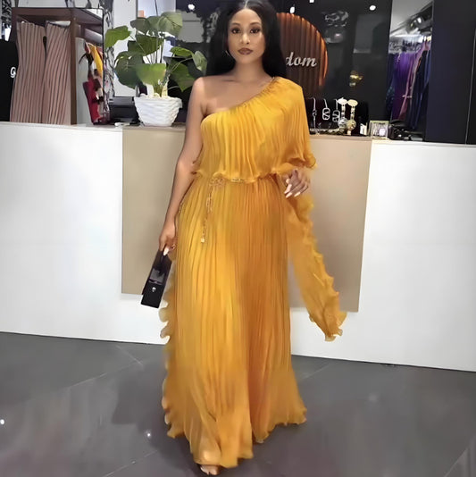 Fashionable One-Shoulder Elegant Evening Dress