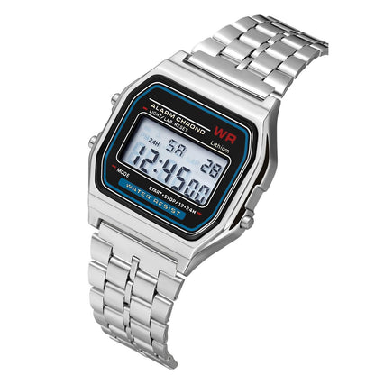 WR F91W Steel Band Electronic Watch