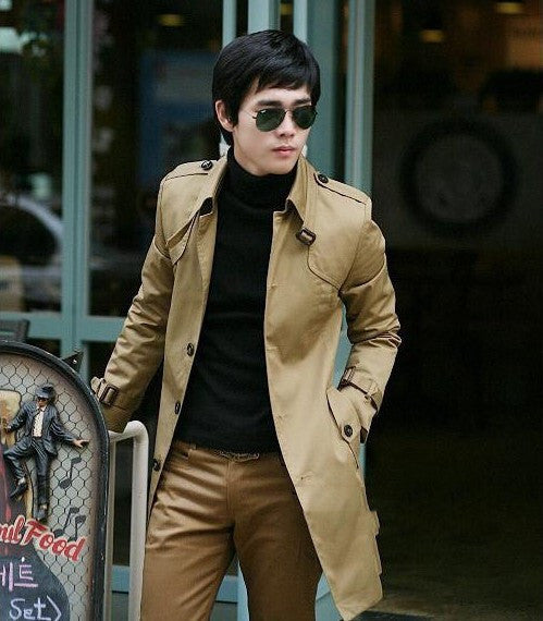 Korean Version Slim Fitting Single Breasted British Men's Coat - myETYN