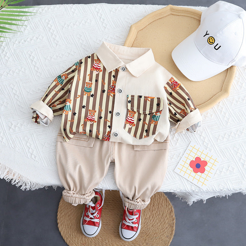 Children's Casual Long-sleeved Shirt Two-piece Suit